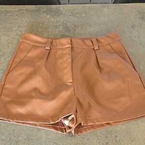 Shein Tan Faux Leather Shorts